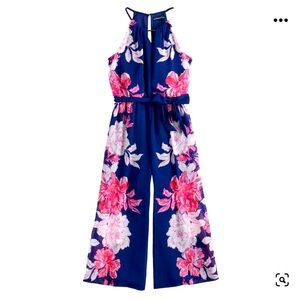 Summer vibrant flowers jumpsuit girls 10/12 M
